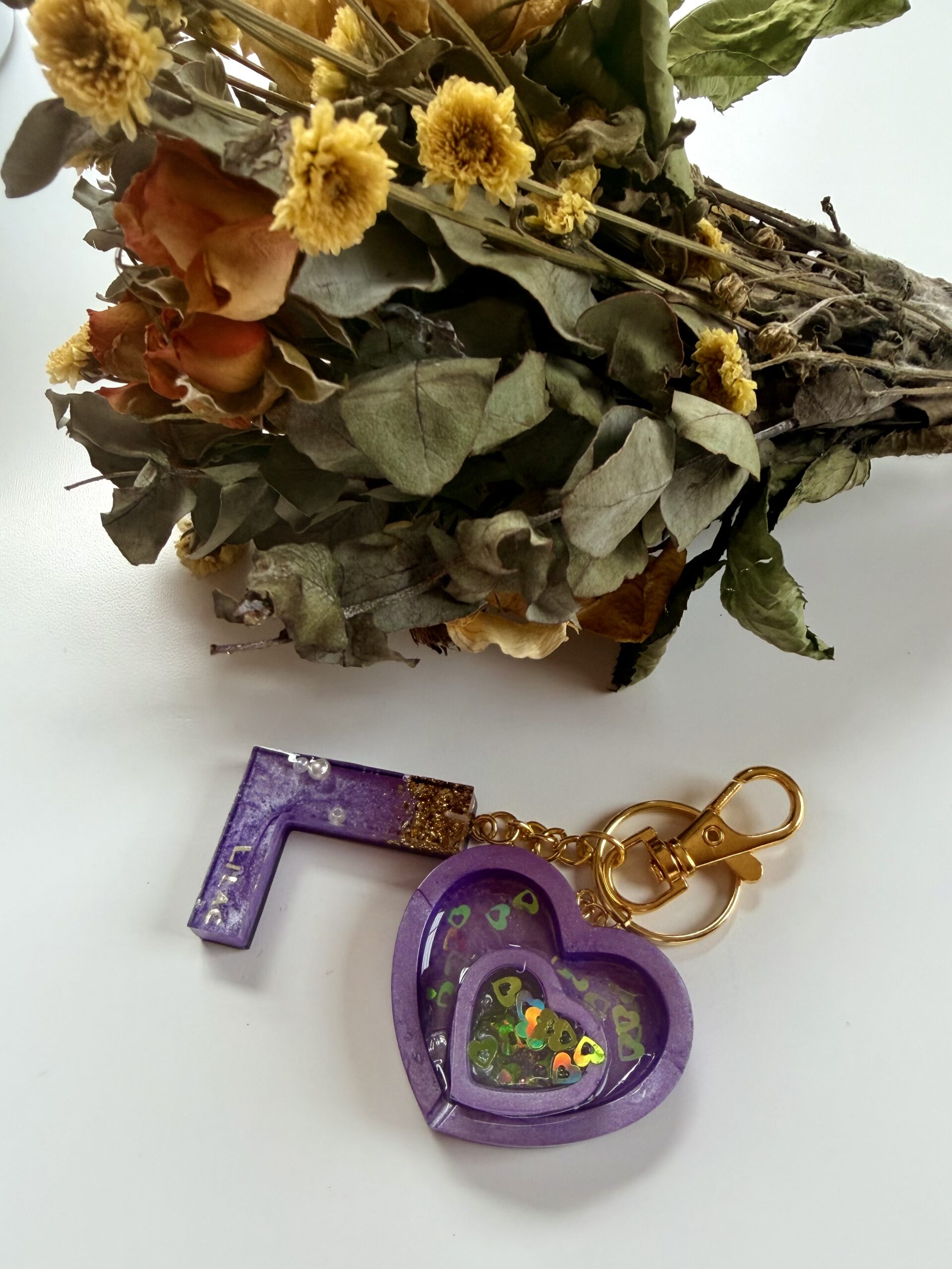 Custom Letter Keyring with Shaker - Image 4